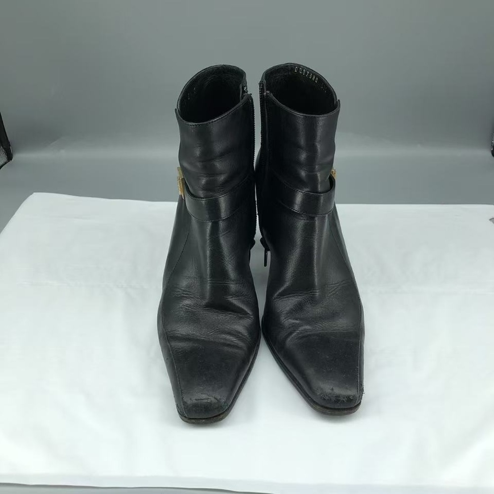 Salvatore Ferragamo Black Leather Ankle Boots Size 5